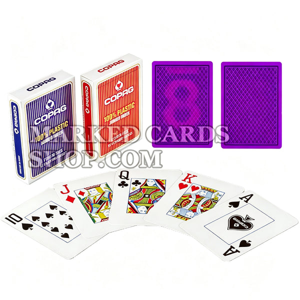 Carte in plastica Copag Jumbo Face e Regular Face con segni di inchiostro invisibile