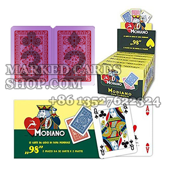 Carte da gioco contrassegnate Modiano n.98 con indice a 4 pip delle dimensioni del poker